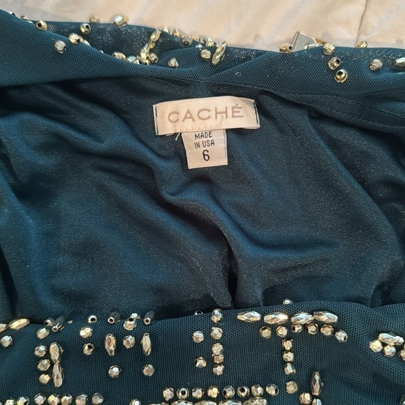 Cache green dress with gold beads - Picture 5 of 11